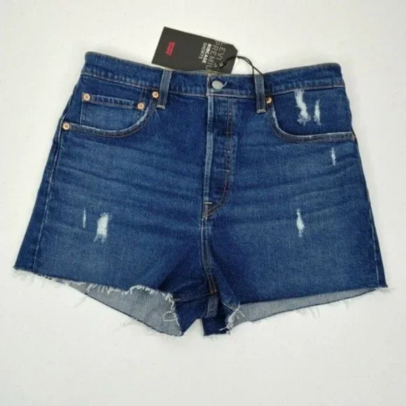 Levi's Cutoff Straight Fit Shorts Size 31 Premium Ribcage Ultra-High Rise - Picture 7 of 12